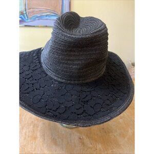 BCBGeneration Sun Hat Black Lace Packable Travel Beach Women’s One Size Resort